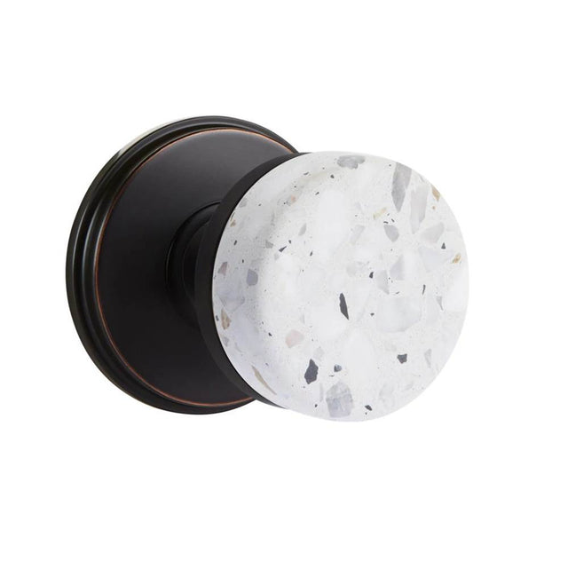 Emtek - Concealed Fastener, Select Passage, Watford Rosette US10B, Conical Stem US10B, Light Terrazzo Knob - Oil Rubbed Bronze