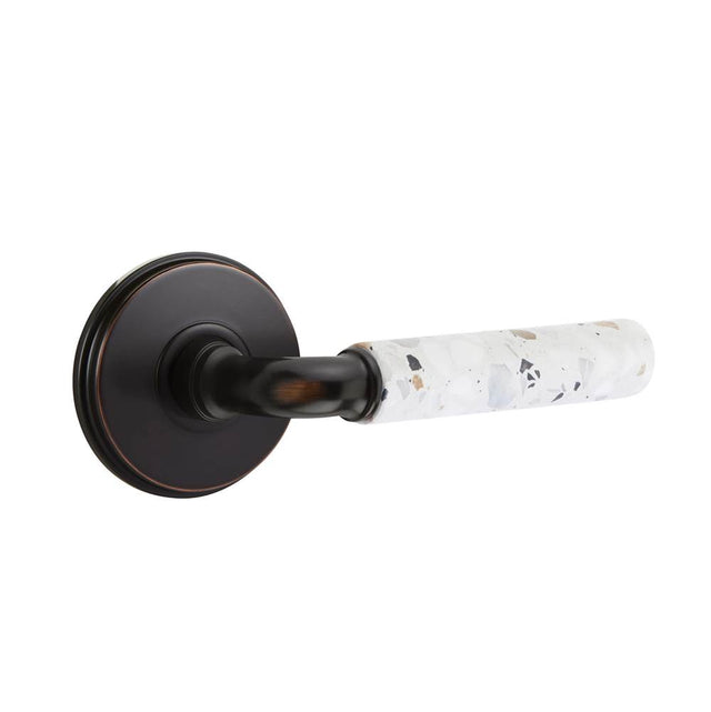Emtek - Select Passage, Watford Rosette US10B, R-Bar Stem US10B, Light Terrazzo Handle, LH - Oil Rubbed Bronze