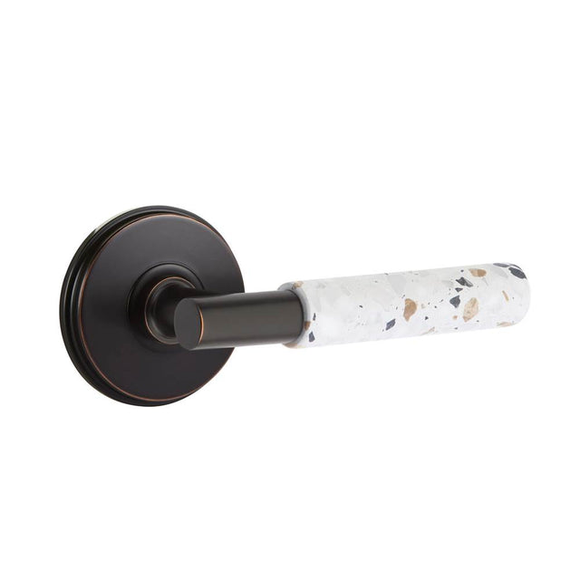 Emtek - Select Passage, Watford Rosette US10B, T-Bar Stem US10B, Light Terrazzo Handle, RH - Oil Rubbed Bronze