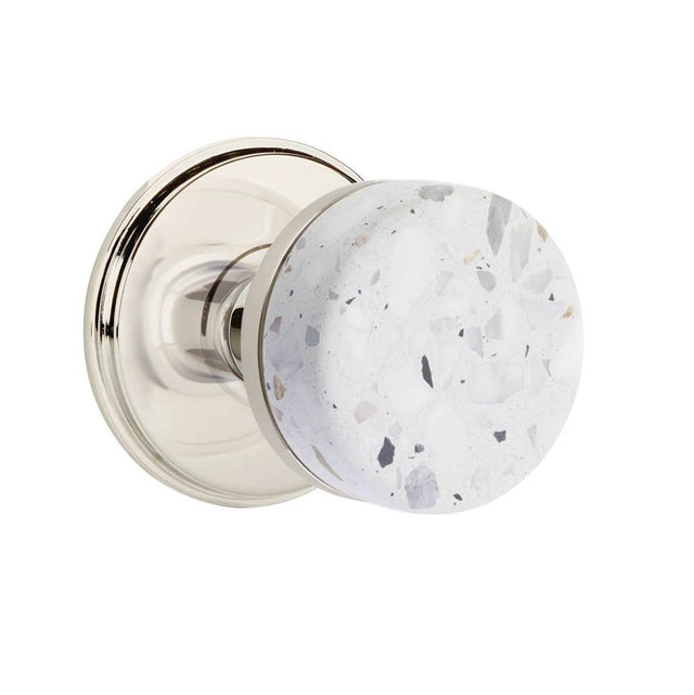 Emtek - Select Dummy, Watford Rosette US14, Conical Stem US14, Light Terrazzo Knob - Polished Nickel