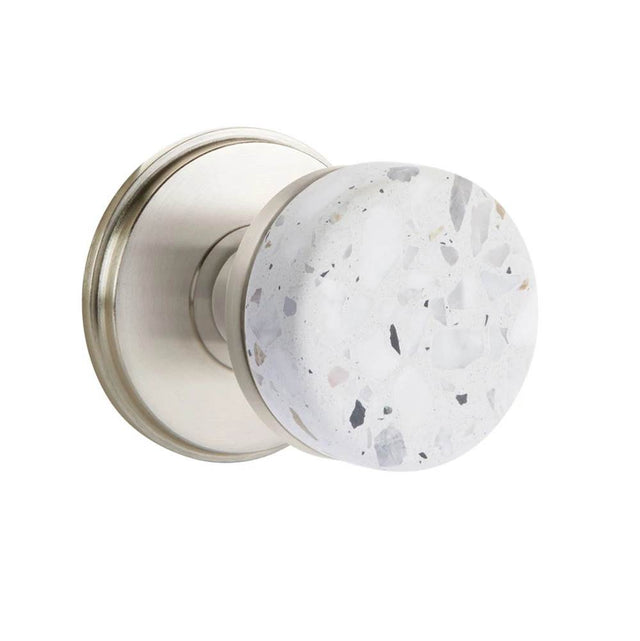 Emtek - Concealed Fastener, Select Passage, Watford Rosette US15, Conical Stem US15, Light Terrazzo Knob - Satin Nickel