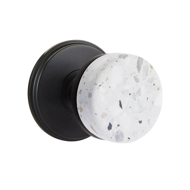 Emtek - Select Passage, Watford Rosette US19, Conical Stem US19, Light Terrazzo Knob - Flat Black