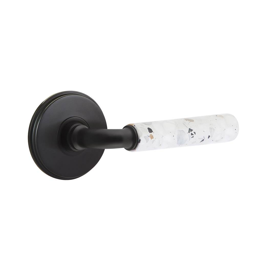 Emtek - Select Privacy, Watford Rosette US19, R-Bar Stem US19, Light Terrazzo Handle, LH - Flat Black