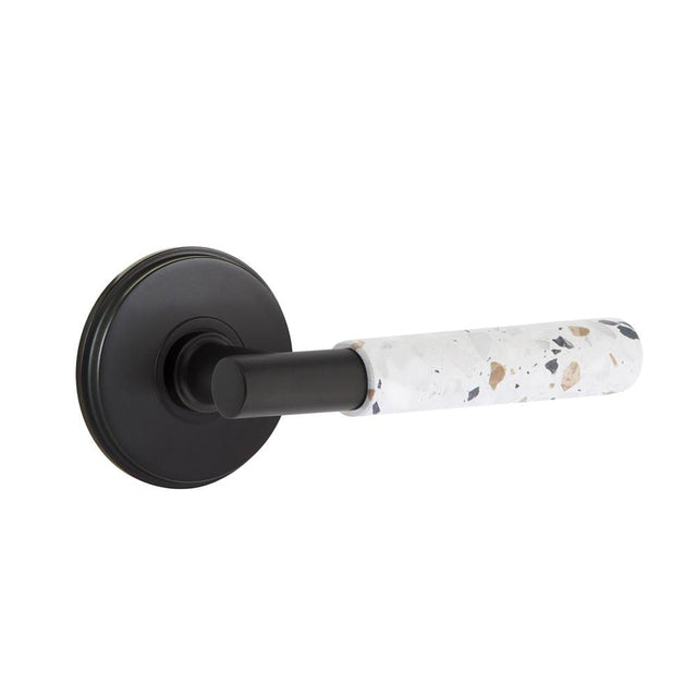 Emtek - Select Passage, Watford Rosette US19, T-Bar Stem US19, Light Terrazzo Handle, RH - Flat Black
