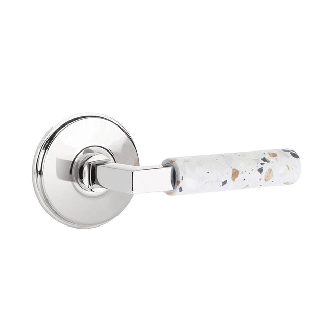 Emtek - Select Privacy, Watford Rosette US26, L-Square Stem US26, Light Terrazzo Handle, LH - Polished Chrome