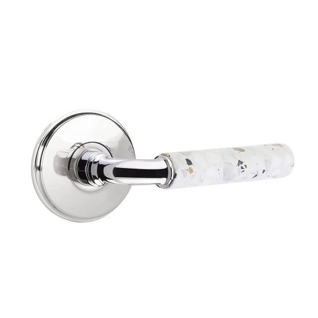 Emtek - Select Privacy, Watford Rosette US26, R-Bar Stem US26, Light Terrazzo Handle, LH - Polished Chrome