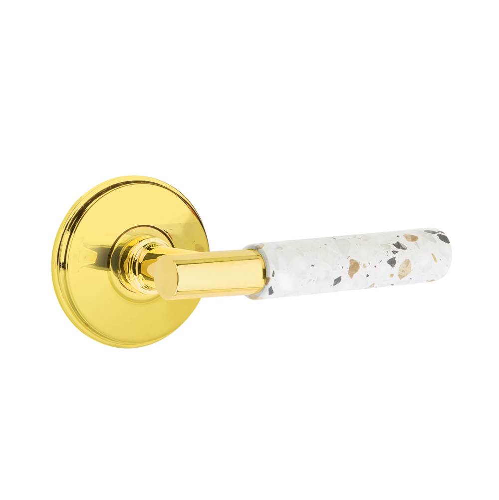 Emtek - Select Dummy, Watford Rosette US3NL, T-Bar Stem US3NL, Light Terrazzo Handle - Unlacquered Brass
