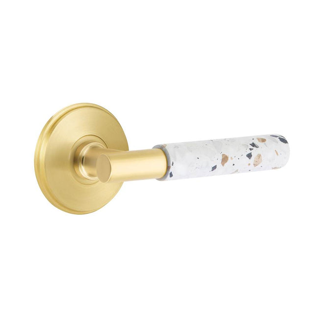 Emtek - Select Passage, Watford Rosette US4, T-Bar Stem US4, Light Terrazzo Handle, LH - Satin Brass
