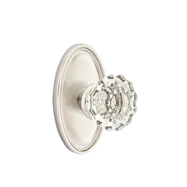 Emtek - Privacy, Oval Rosette, Astoria Crystal Knob, US15 - Satin Nickel