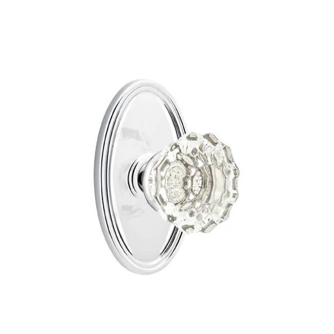 Emtek - Concealed, Passage, Oval Rosette, Astoria Clear Knob, US26 - Polished Chrome