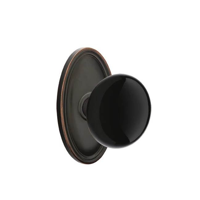 Emtek - Concealed, Passage, Oval Rosette, Ebony Knob, US10B - Oil Rubbed Bronze