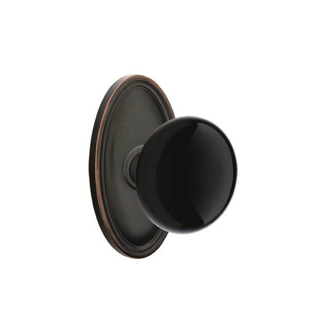 Emtek - Concealed, Passage, Oval Rosette, Ebony Knob, US10B - Oil Rubbed Bronze