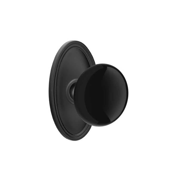 Emtek - Concealed, Passage, Oval Rosette, Ebony Knob, US19 - Flat Black