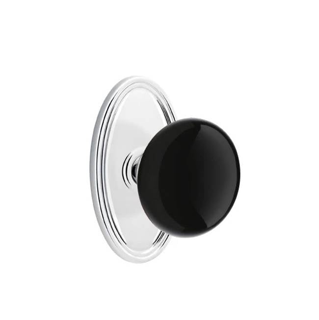 Emtek - Concealed, Passage, Oval Rosette, Ebony Knob, US26 - Polished Chrome