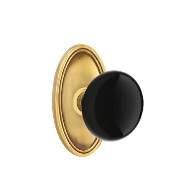 Emtek - Privacy, Oval Rosette, Ebony Knob, US7 - French Antique