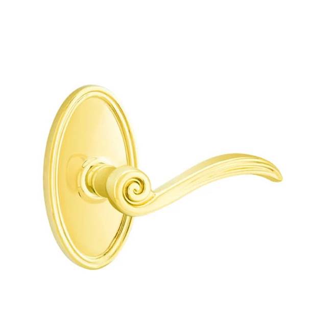 Emtek - Privacy, Oval Rosette, Elan Lever, RH, US3 Lifetime - Polished Brass