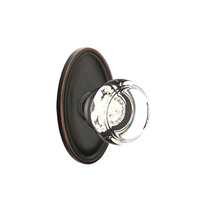 Emtek - Privacy, Oval Rosette, Georgetown Crystal Knob, US10B - Oil Rubbed Bronze