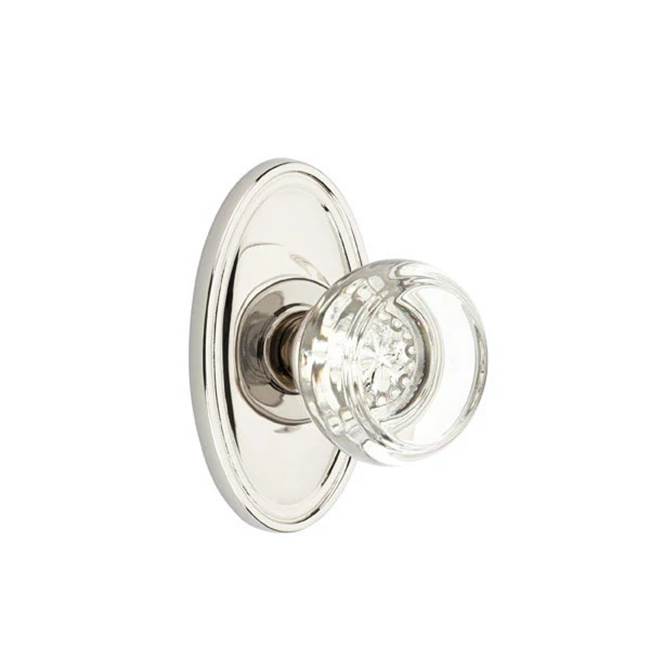 Emtek - Privacy, Oval Rosette, Georgetown Crystal Knob, US14 - Polished Nickel