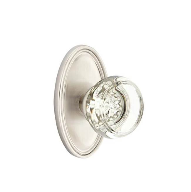 Emtek - Privacy, Oval Rosette, Georgetown Crystal Knob, US15 - Satin Nickel