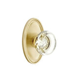 Emtek - Concealed, Privacy, Oval Rosette, Georgetown Crystal Knob, US4 - Satin Brass