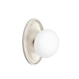 Emtek - Privacy, Oval Rosette, Ice White Knob, US15 - Satin Nickel