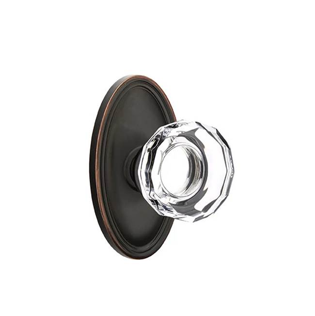 Emtek - Concealed, Passage, Oval Rosette, Lowell Crystal Knob, US10B - Oil Rubbed Bronze