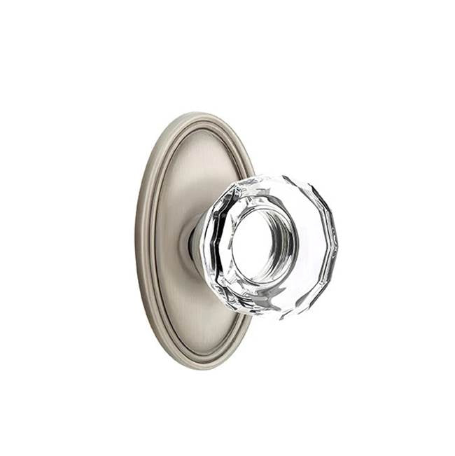 Emtek - Privacy, Oval Rosette, Lowell Crystal Knob, US15A - Pewter