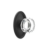 Emtek - Privacy, Oval Rosette, Lowell Crystal Knob, US19 - Flat Black