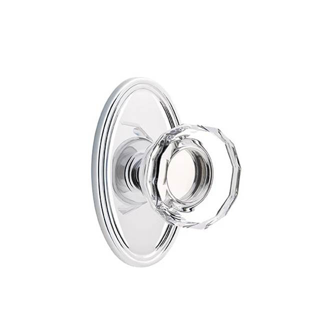 Emtek - Privacy, Oval Rosette, Lowell Crystal Knob, US26 - Polished Chrome