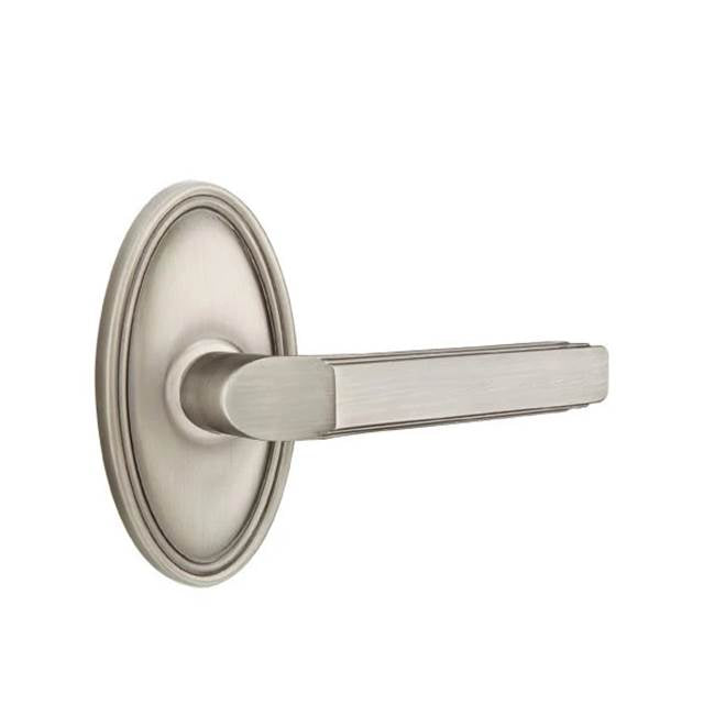 Emtek - Concealed, Privacy, Oval Rosette, Milano Lever, US15A - Pewter
