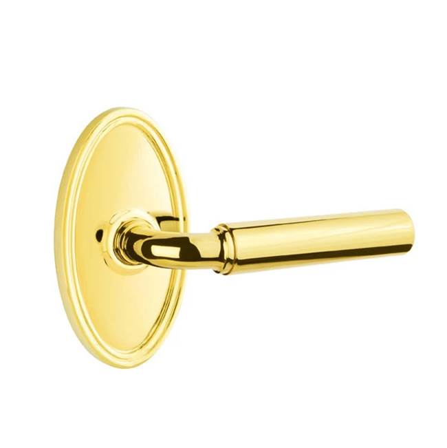 Emtek - Concealed, Privacy, Oval Rosette, Manning Lever, US3NL - Unlacquered Brass