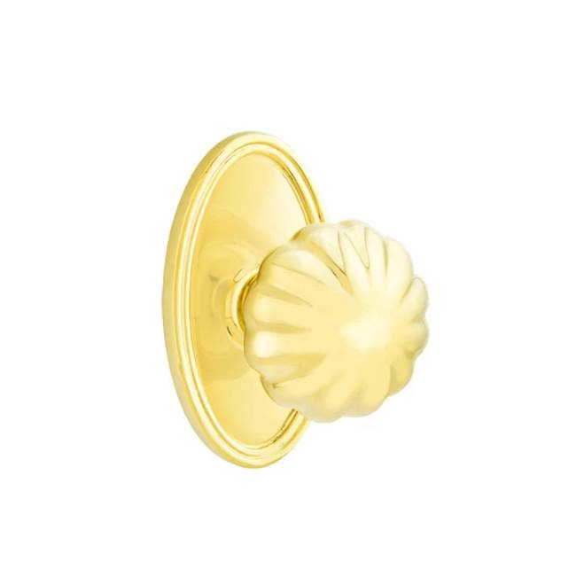 Emtek - Dummy, Oval Rosette, Melon Knob, US3NL - Unlacquered Brass