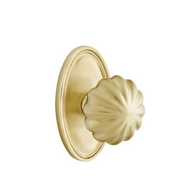 Emtek - Concealed, Passage, Oval Rosette, Melon Knob, US4 - Satin Brass