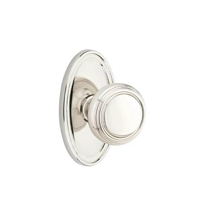 Emtek - Concealed, Passage, Oval Rosette, Norwich Knob, US14 - Polished Nickel