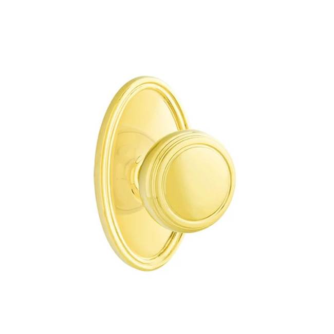 Emtek - Privacy, Oval Rosette, Norwich Knob, US3NL - Unlacquered Brass