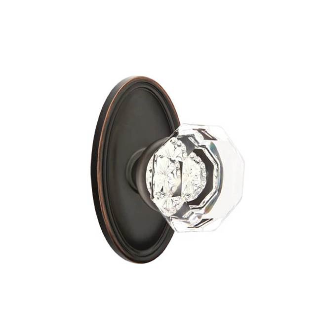 Emtek - Concealed, Privacy, Oval Rosette, Old Town Clear Knob, US10B - Oil Rubbed Bronze