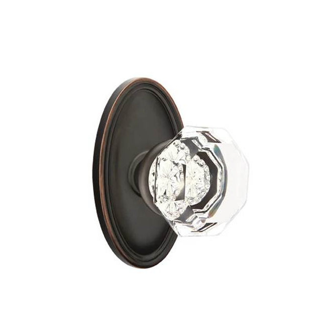 Emtek - Concealed, Privacy, Oval Rosette, Old Town Clear Knob, US10B - Oil Rubbed Bronze