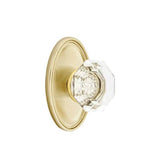 Emtek - Concealed, Privacy, Oval Rosette, Old Town Crystal Knob, US4 - Satin Brass