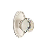 Emtek - Concealed, Privacy, Oval Rosette, Providence Crystal Knob, US15 - Satin Nickel