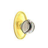 Emtek - Concealed Fastener, Privacy, Oval Rosette, Providence Crystal Knob, US3NL - Unlacquered Brass