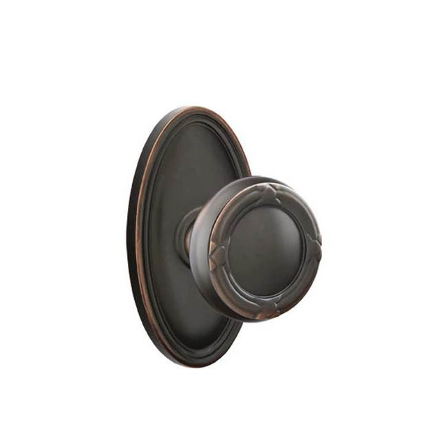 Emtek - Concealed, Passage, Oval Rosette, Ribbon and Reed Knob, US10B - Oil Rubbed Bronze