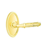 Emtek - Passage, Oval Rosette, Ribbon and Reed Lever, RH, US3NL - Unlacquered Brass