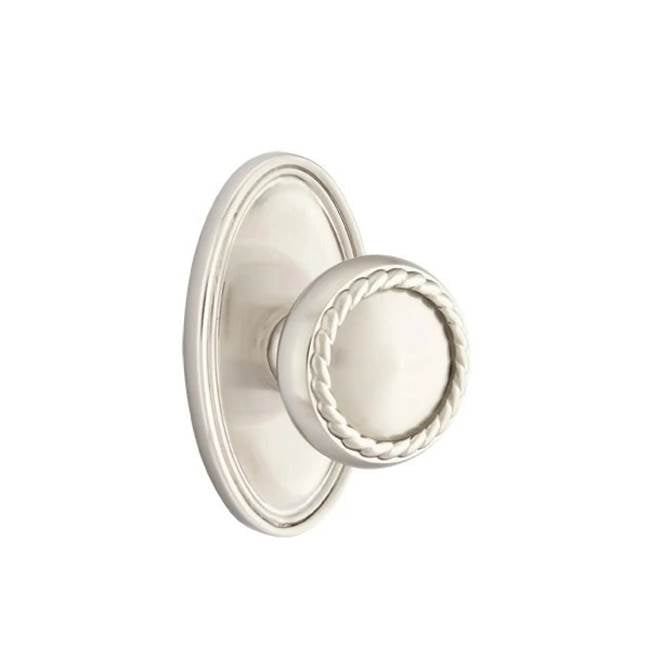Emtek - Concealed, Passage, Oval Rosette, Rope Knob, US15 - Satin Nickel