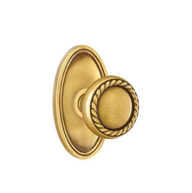 Emtek - Concealed, Passage, Oval Rosette, Rope Knob, US7 - French Antique