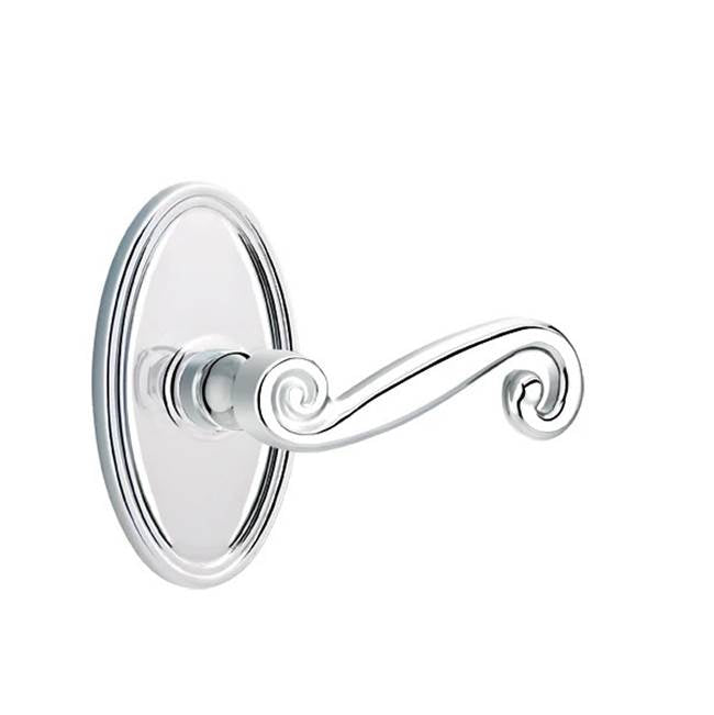 Emtek - Privacy, Oval Rosette, Rustic Lever, LH, US26 - Polished Chrome