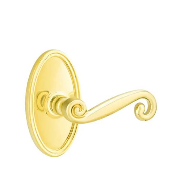 Emtek - Privacy, Oval Rosette, Rustic Lever, LH, US3 Lifetime - Polished Brass