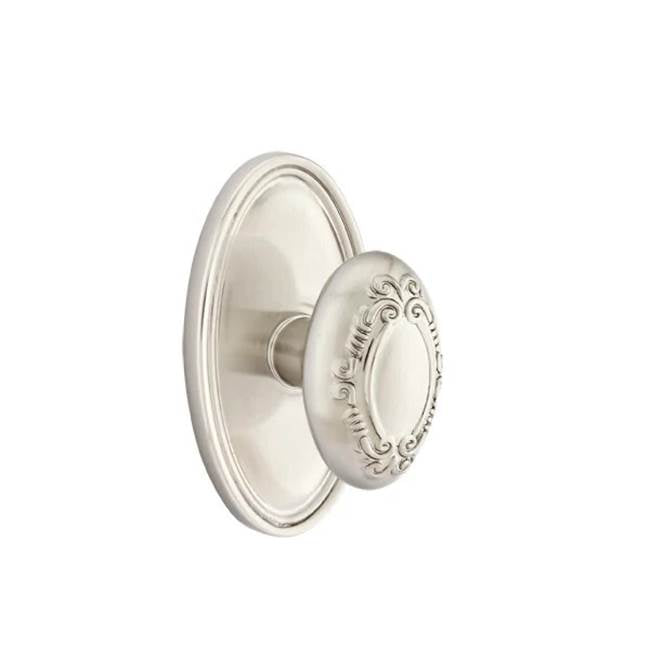 Emtek - Concealed, Privacy, Oval Rosette, Victoria Knob, US15 - Satin Nickel