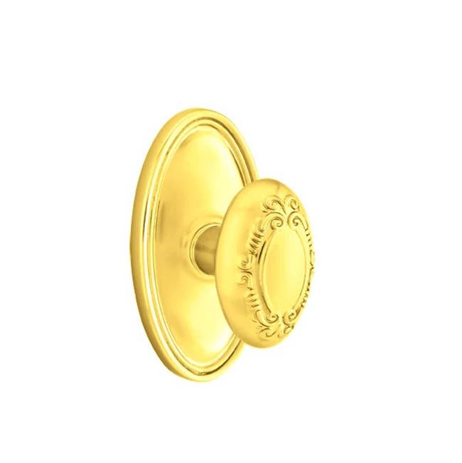 Emtek - Concealed Fastener, Privacy, Oval Rosette, Victoria Knob, US3NL - Unlacquered Brass