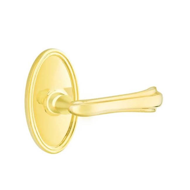 Emtek - Concealed Fastener, Privacy, Oval Rosette, Wembley Lever, US3NL - Unlacquered Brass