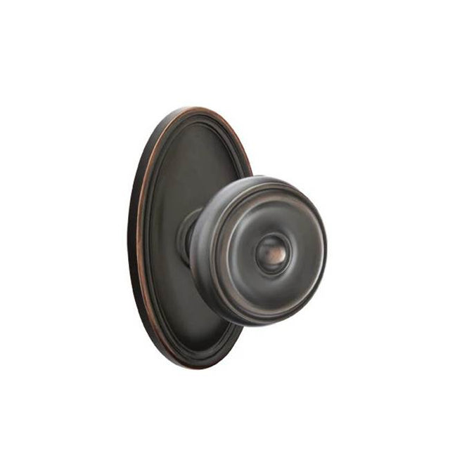 Emtek - Concealed, Privacy, Oval Rosette, Waverly Knob, US10B - Oil Rubbed Bronze